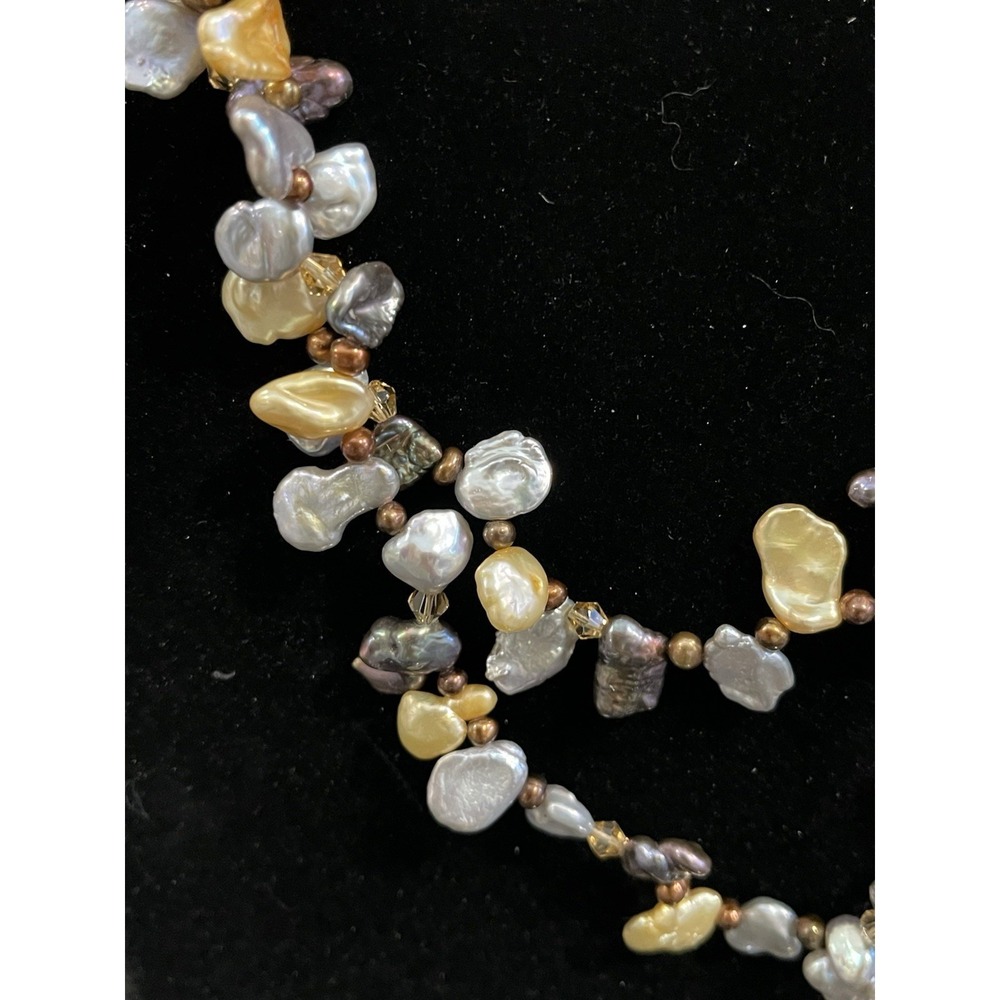 Lucas Lameth LUC 925 Baroque Freshwater Pearl 2 Strand Statement Necklace - Picture 15 of 16